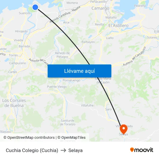 Cuchia Colegio (Cuchia) to Selaya map