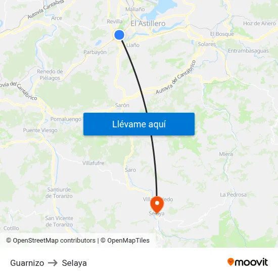 Guarnizo to Selaya map