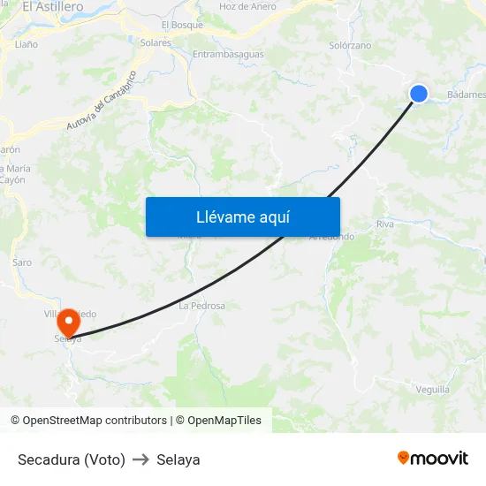 Secadura (Voto) to Selaya map