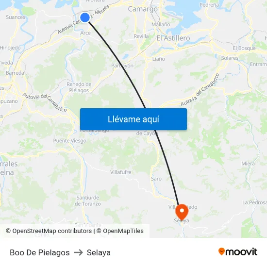 Boo De Pielagos to Selaya map