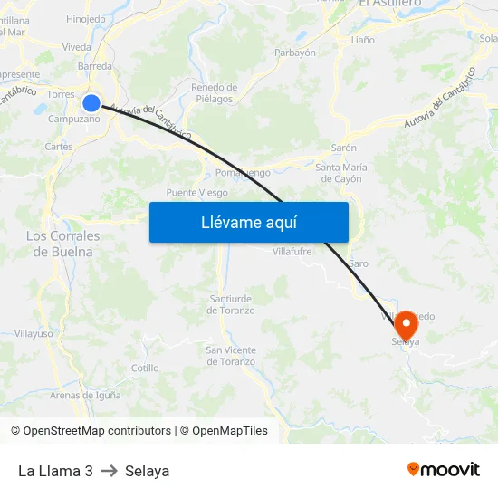 La Llama 3 to Selaya map