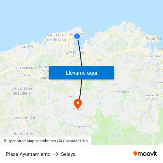 Plaza Ayuntamiento to Selaya map