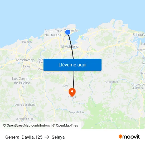 General Davila.125 to Selaya map