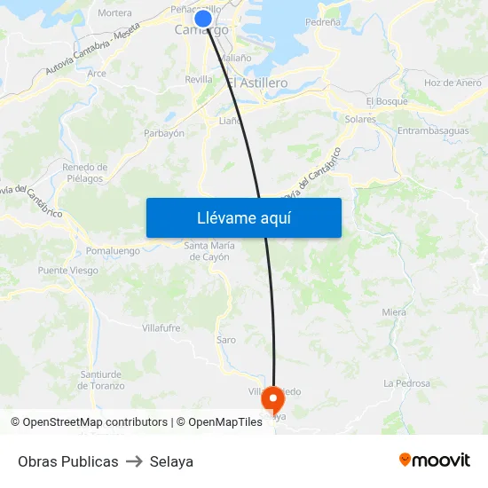 Obras Publicas to Selaya map