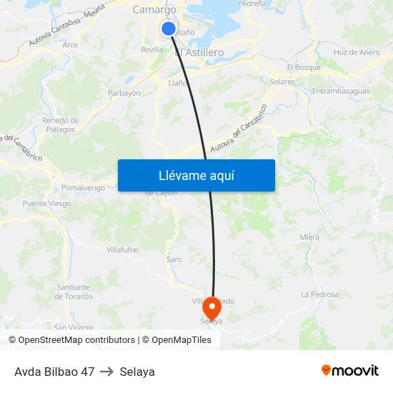 Avda Bilbao 47 to Selaya map