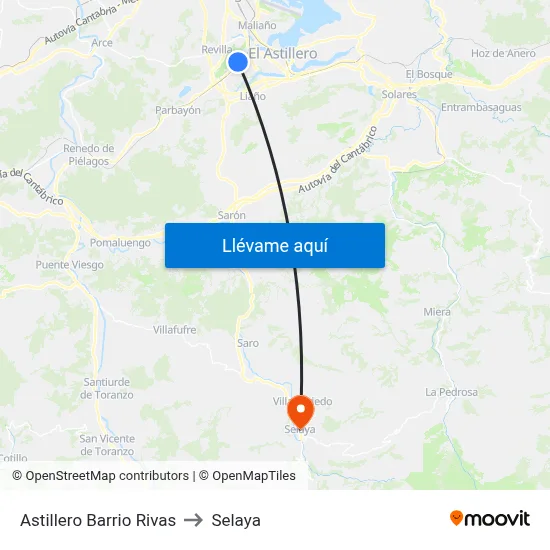 Astillero Barrio Rivas to Selaya map