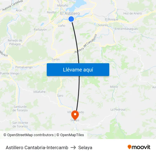Astillero Cantabria-Intercamb to Selaya map