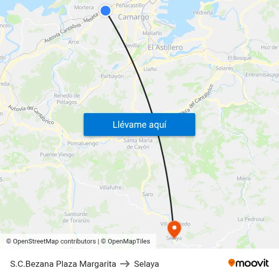 S.C.Bezana Plaza Margarita to Selaya map