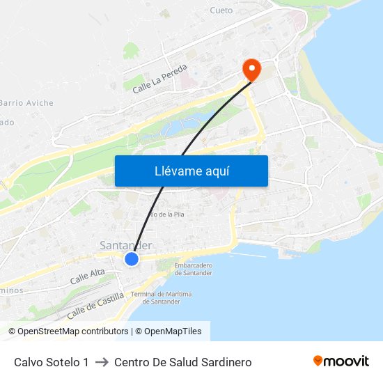 Calvo Sotelo 1 to Centro De Salud Sardinero map