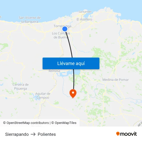 Sierrapando to Polientes map