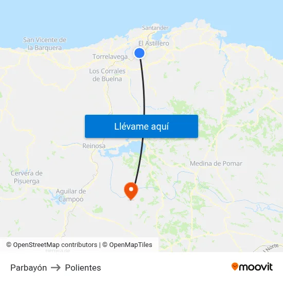 Parbayón to Polientes map