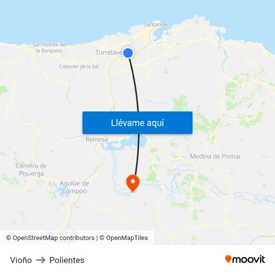 Vioño to Polientes map