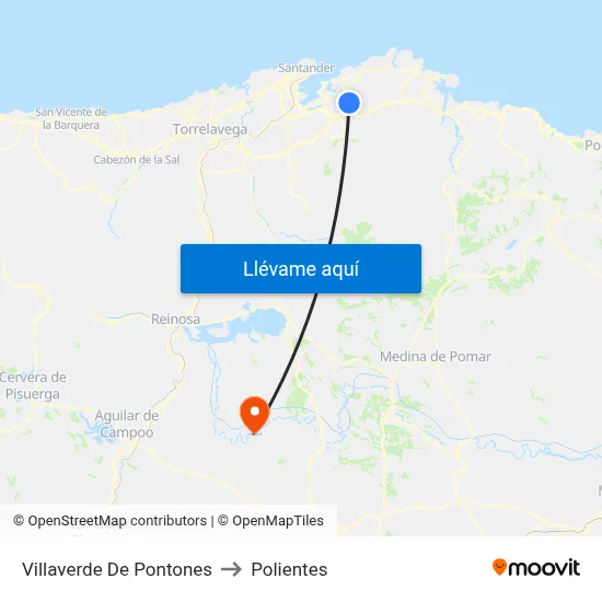 Villaverde De Pontones to Polientes map