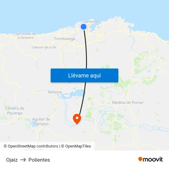 Ojaiz to Polientes map
