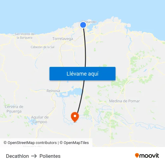 Decathlon to Polientes map