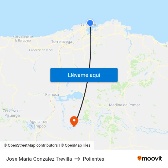 Jose Maria Gonzalez Trevilla to Polientes map