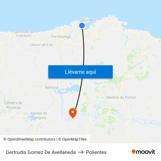 Gertrudis Gomez De Avellaneda to Polientes map