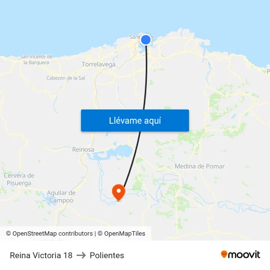 Reina Victoria 18 to Polientes map