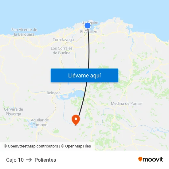 Cajo 10 to Polientes map