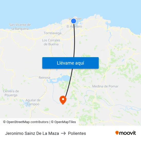 Jeronimo Sainz De La Maza to Polientes map