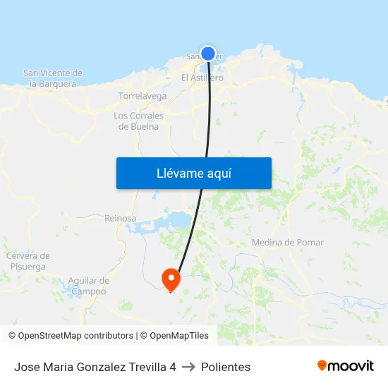 Jose Maria Gonzalez Trevilla 4 to Polientes map