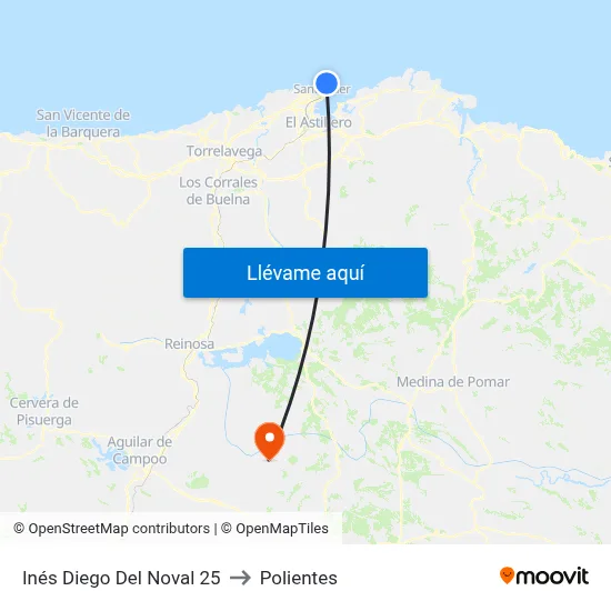 Inés Diego Del Noval 25 to Polientes map