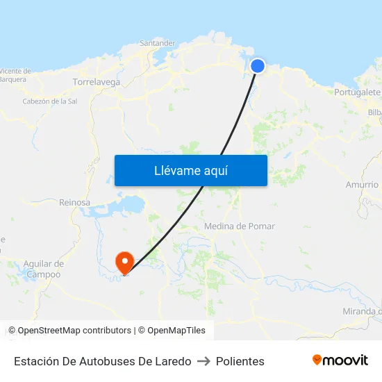 Estación De Autobuses De Laredo to Polientes map