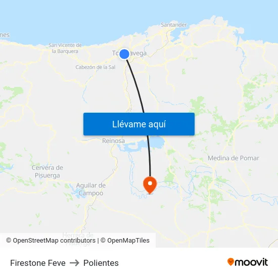 Firestone Feve to Polientes map