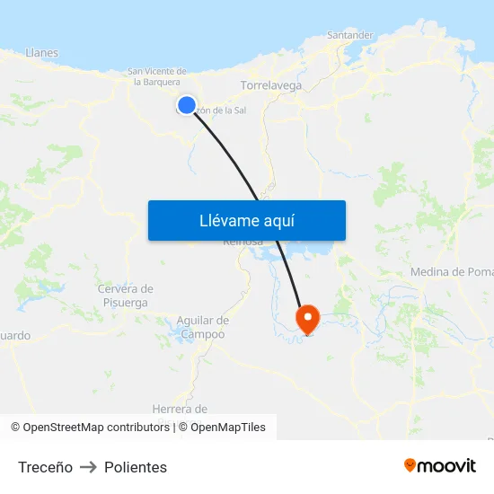 Treceño to Polientes map
