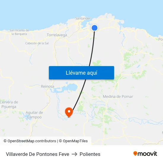 Villaverde De Pontones Feve to Polientes map