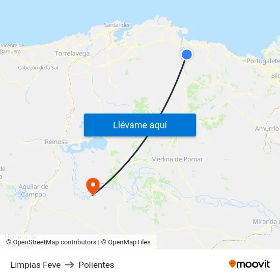 Limpias Feve to Polientes map