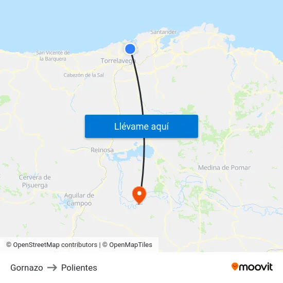 Gornazo to Polientes map
