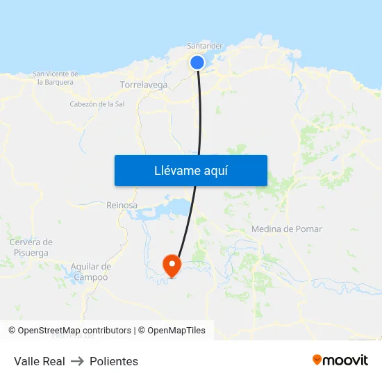 Valle Real to Polientes map