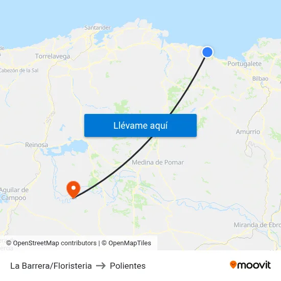 La Barrera/Floristeria to Polientes map