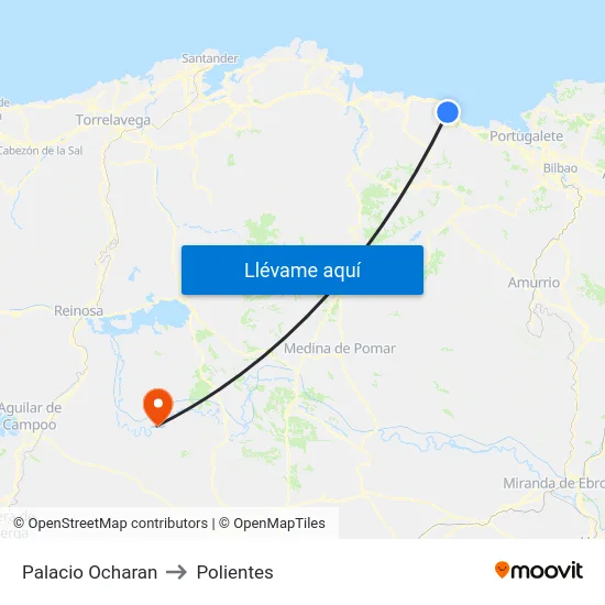 Palacio Ocharan to Polientes map