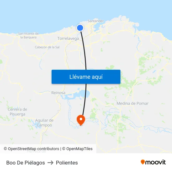 Boo De Piélagos to Polientes map