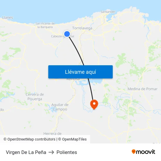 Virgen De La Peña to Polientes map