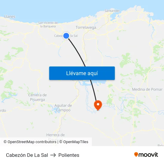 Cabezón De La Sal to Polientes map
