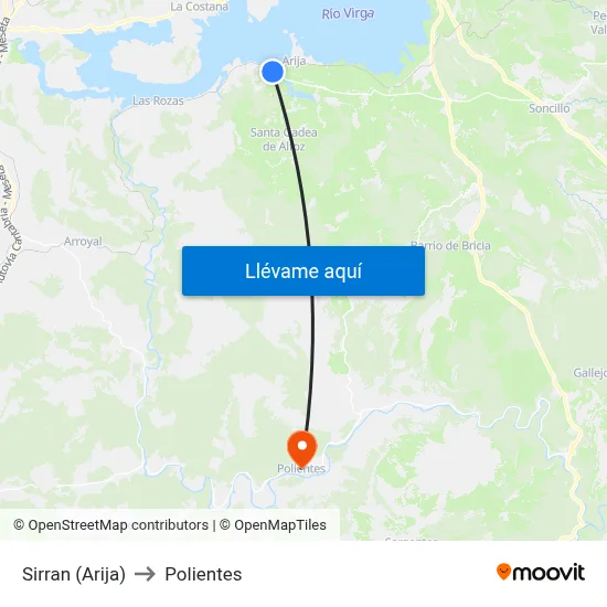 Sirran (Arija) to Polientes map