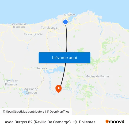 Avda Burgos 82 (Revilla De Camargo) to Polientes map