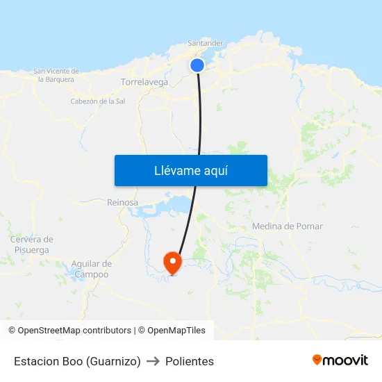 Estacion Boo (Guarnizo) to Polientes map