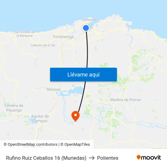 Rufino Ruiz Ceballos 16 (Muriedas) to Polientes map