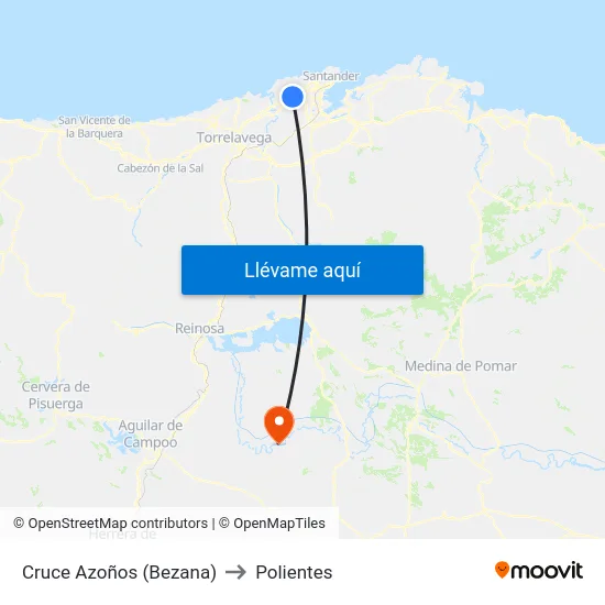 Cruce Azoños (Bezana) to Polientes map