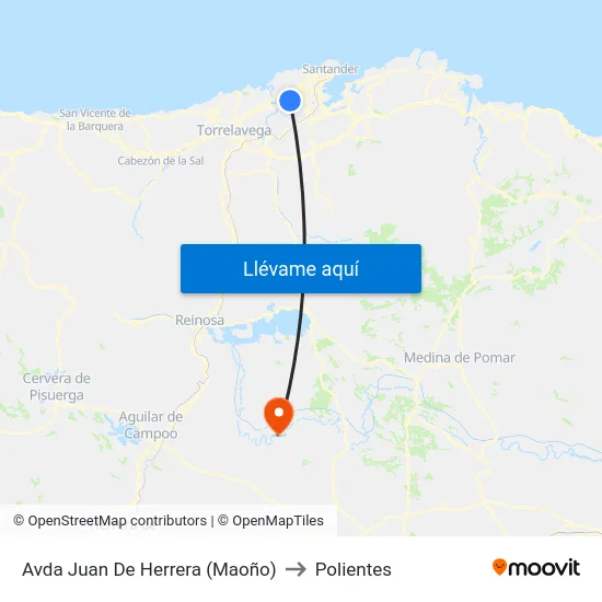 Avda Juan De Herrera (Maoño) to Polientes map