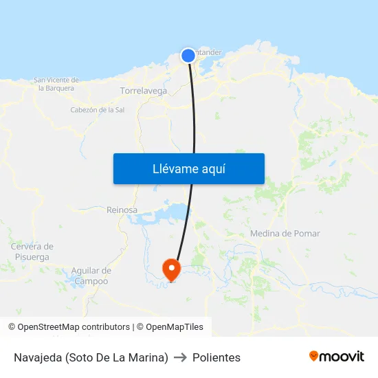 Navajeda (Soto De La Marina) to Polientes map