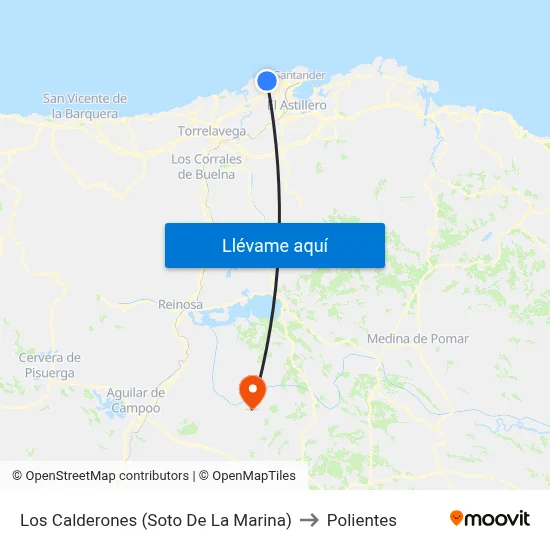 Los Calderones (Soto De La Marina) to Polientes map