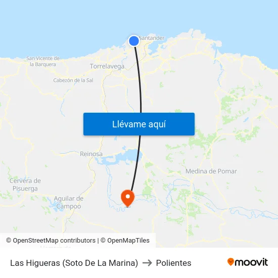Las Higueras (Soto De La Marina) to Polientes map