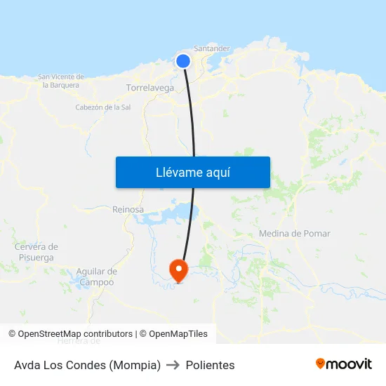 Avda Los Condes (Mompia) to Polientes map