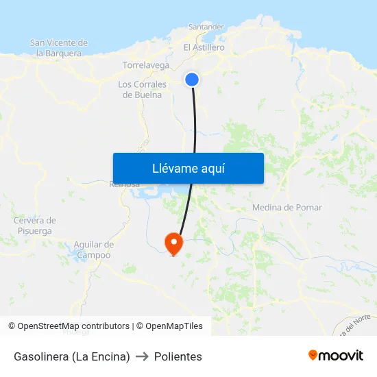 Gasolinera (La Encina) to Polientes map