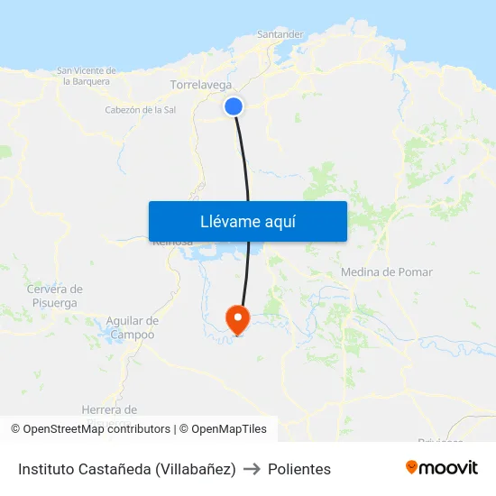 Instituto Castañeda (Villabañez) to Polientes map